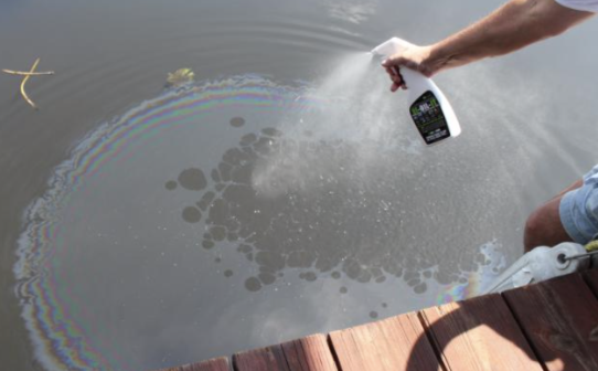 Spray away oil sheens